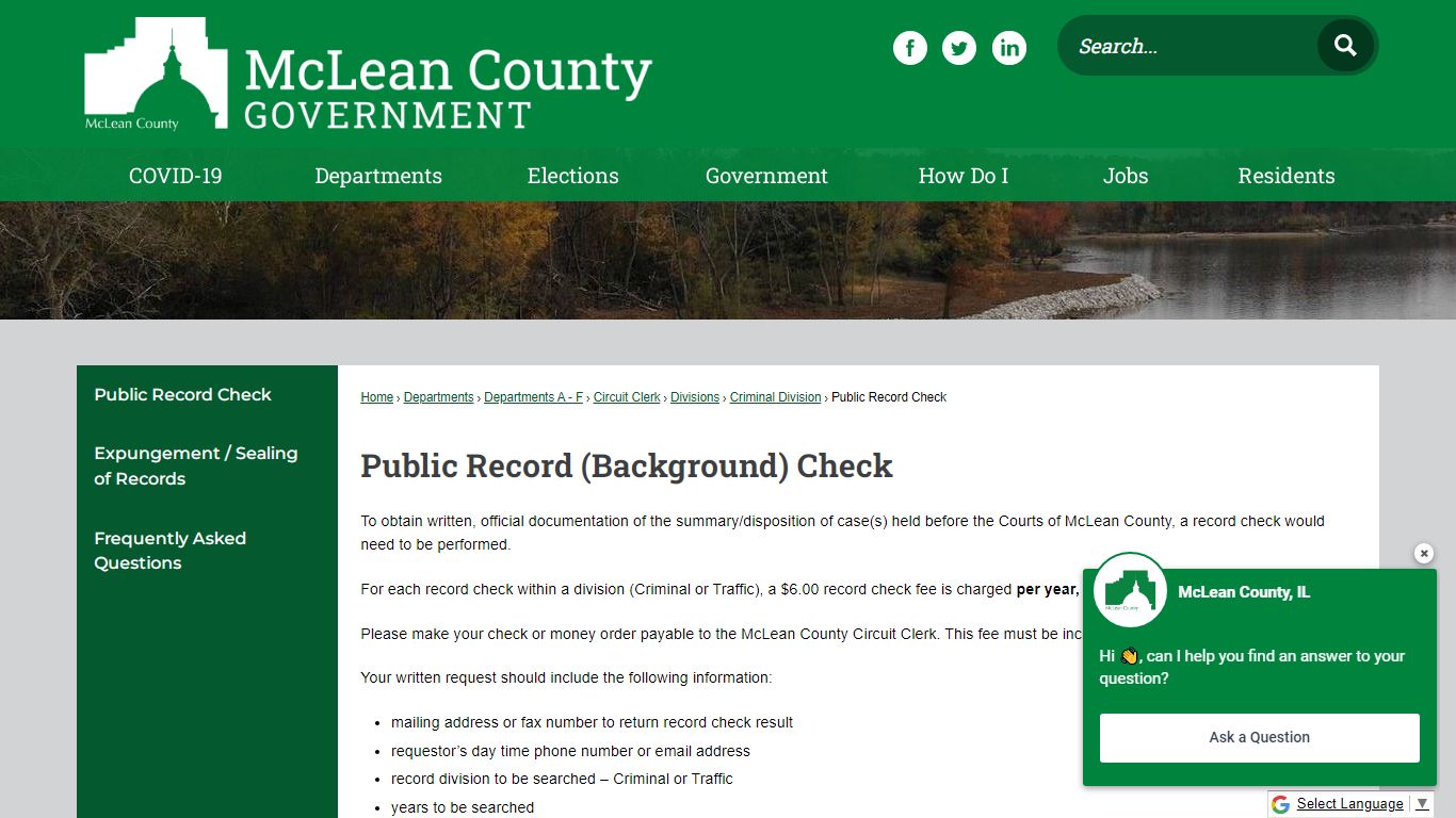 Public Record (Background) Check - McLean County, IL