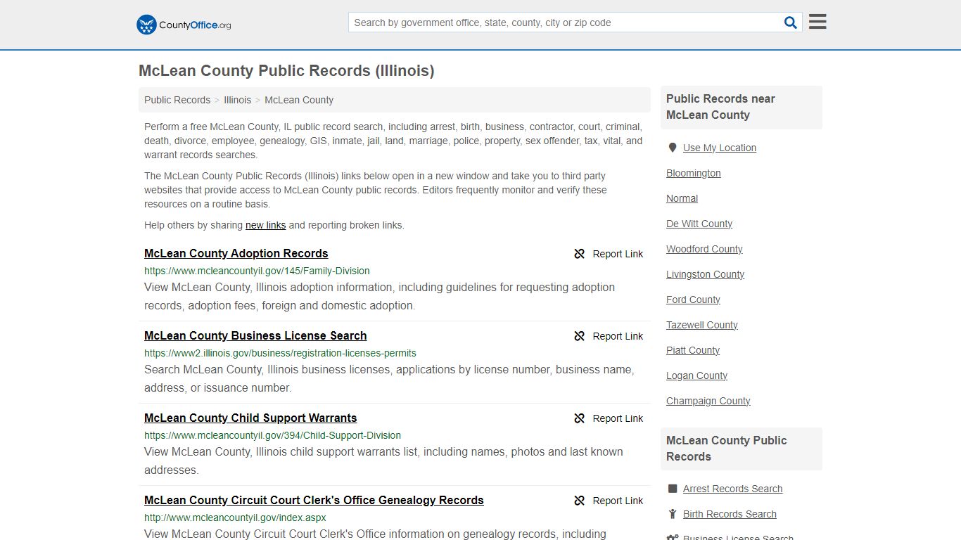 Public Records - McLean County, IL (Business, Criminal, GIS, Property ...